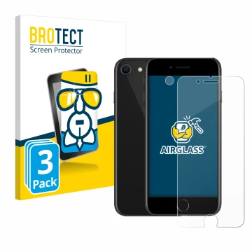 Parte frontale di una confezione del prodotto con il logo del marchio BROTECT. Accanto è raffigurato il dispositivo Apple iPho