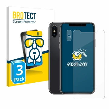 Parte frontale di una confezione del prodotto con il logo del marchio BROTECT. Accanto è raffigurato il dispositivo Apple iPho