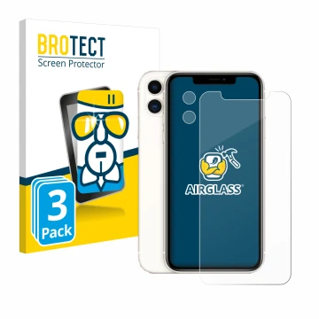 Parte frontale di una confezione del prodotto con il logo del marchio BROTECT. Accanto è raffigurato il dispositivo Apple iPho