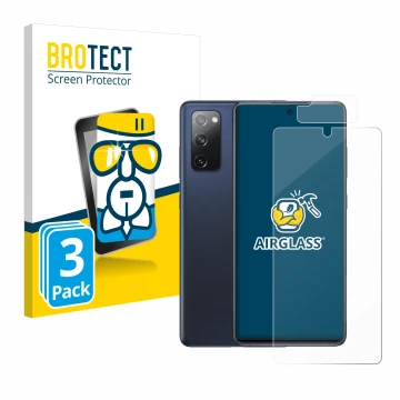 Parte frontale di una confezione del prodotto con il logo del marchio BROTECT. Accanto è raffigurato il dispositivo Samsung Ga