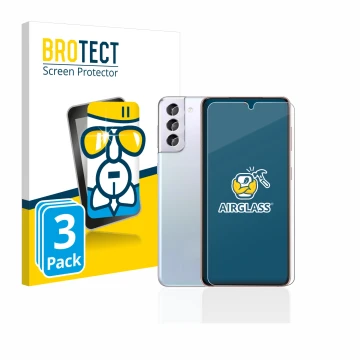 Parte frontale di una confezione del prodotto con il logo del marchio BROTECT. Accanto è raffigurato il dispositivo Samsung Ga