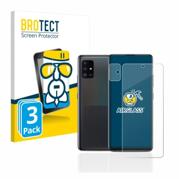 Parte frontale di una confezione del prodotto con il logo del marchio BROTECT. Accanto è raffigurato il dispositivo Samsung Ga