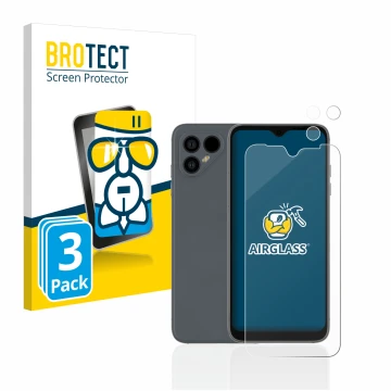 Parte frontale di una confezione del prodotto con il logo del marchio BROTECT. Accanto è raffigurato il dispositivo Fairphone 