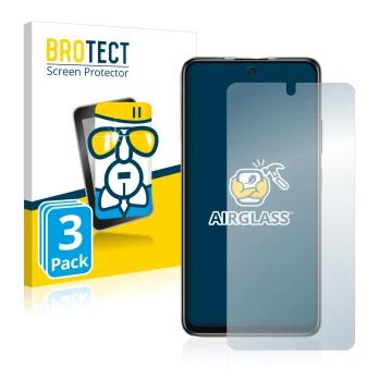 Parte frontale di una confezione del prodotto con il logo del marchio BROTECT. Accanto è raffigurato il dispositivo Xiaomi Poc