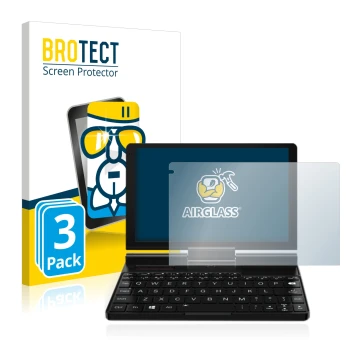 Parte frontale di una confezione del prodotto con il logo del marchio BROTECT. Accanto è raffigurato il dispositivo GPD Pocket