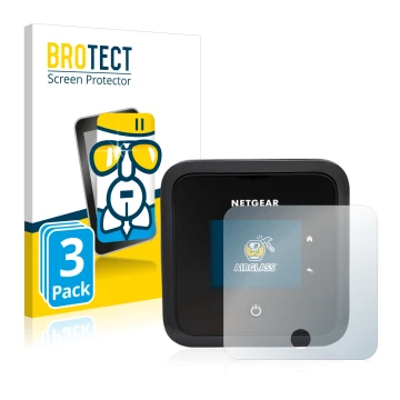 Parte frontale di una confezione del prodotto con il logo del marchio BROTECT. Accanto è raffigurato il dispositivo Netgear Ni