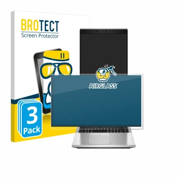 Parte frontale di una confezione del prodotto con il logo del marchio BROTECT. Accanto è raffigurato il dispositivo HP EliteBo