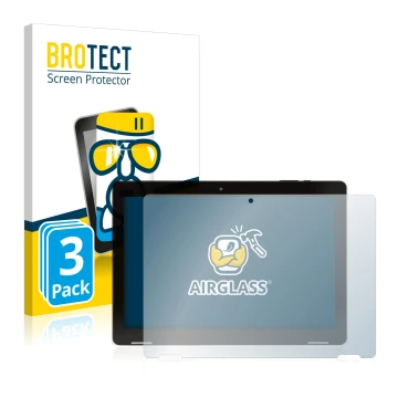 Parte frontale di una confezione del prodotto con il logo del marchio BROTECT. Accanto è raffigurato il dispositivo Hannspree 