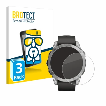Parte frontale di una confezione del prodotto con il logo del marchio BROTECT. Accanto è raffigurato il dispositivo Garmin Fen