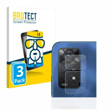 Parte frontale di una confezione del prodotto con il logo del marchio BROTECT. Accanto è raffigurato il dispositivo Xiaomi Red