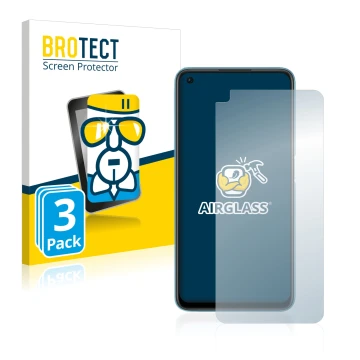 Parte frontale di una confezione del prodotto con il logo del marchio BROTECT. Accanto è raffigurato il dispositivo Oppo A76 c