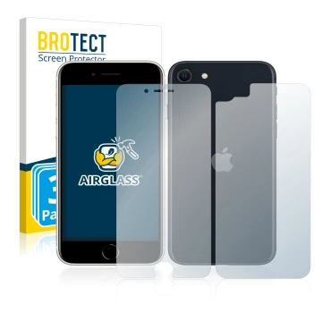 Parte frontale di una confezione del prodotto con il logo del marchio BROTECT. Accanto è raffigurato il dispositivo Apple iPho