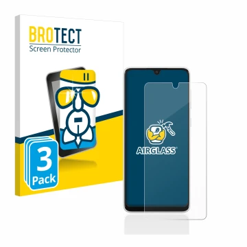 Parte frontale di una confezione del prodotto con il logo del marchio BROTECT. Accanto è raffigurato il dispositivo Samsung Ga