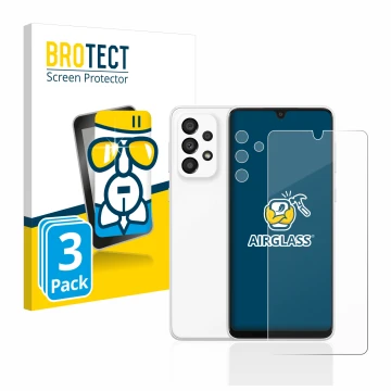 Parte frontale di una confezione del prodotto con il logo del marchio BROTECT. Accanto è raffigurato il dispositivo Samsung Ga