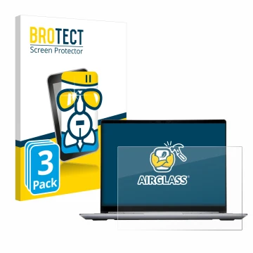 Parte frontale di una confezione del prodotto con il logo del marchio BROTECT. Accanto è raffigurato il dispositivo Framework 