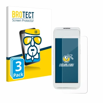 Parte frontale di una confezione del prodotto con il logo del marchio BROTECT. Accanto è raffigurato il dispositivo Pax A920 P
