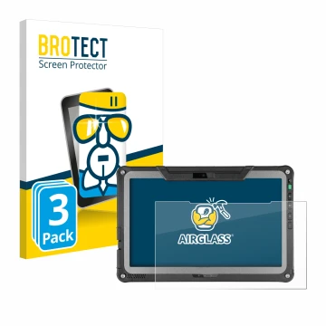 Parte frontale di una confezione del prodotto con il logo del marchio BROTECT. Accanto è raffigurato il dispositivo Getac F110