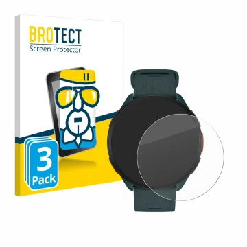 Parte frontale di una confezione del prodotto con il logo del marchio BROTECT. Accanto è raffigurato il dispositivo Polar Pace