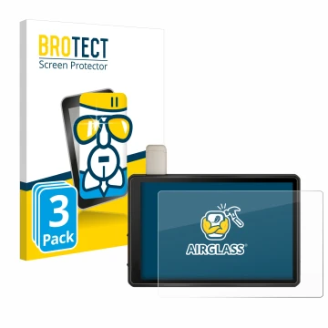 Parte frontale di una confezione del prodotto con il logo del marchio BROTECT. Accanto è raffigurato il dispositivo Garmin Tre
