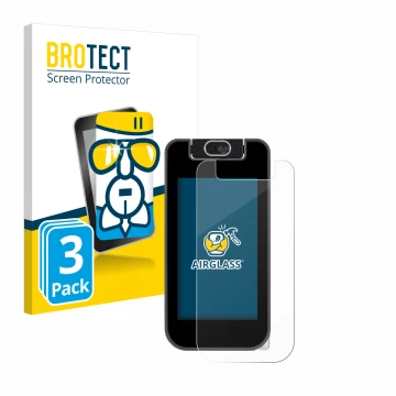 Parte frontale di una confezione del prodotto con il logo del marchio BROTECT. Accanto è raffigurato il dispositivo Vtech Kidi