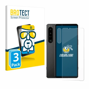 Parte frontale di una confezione del prodotto con il logo del marchio BROTECT. Accanto è raffigurato il dispositivo Sony Xperi