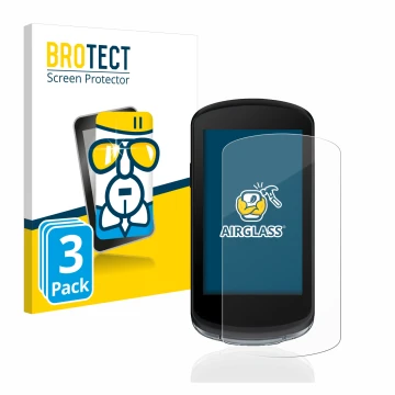 Parte frontale di una confezione del prodotto con il logo del marchio BROTECT. Accanto è raffigurato il dispositivo Garmin Edg