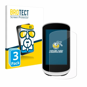 Parte frontale di una confezione del prodotto con il logo del marchio BROTECT. Accanto è raffigurato il dispositivo Garmin Edg