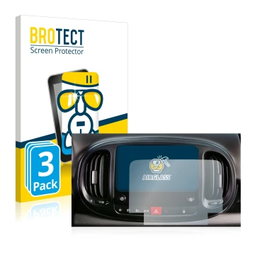 Parte frontale di una confezione del prodotto con il logo del marchio BROTECT. Accanto è raffigurato il dispositivo Fiat 500L 