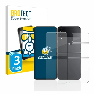 Parte frontale di una confezione del prodotto con il logo del marchio BROTECT. Accanto è raffigurato il dispositivo Samsung Ga