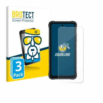 Parte frontale di una confezione del prodotto con il logo del marchio BROTECT. Accanto è raffigurato il dispositivo Umidigi Bi