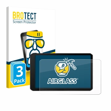 Parte frontale di una confezione del prodotto con il logo del marchio BROTECT. Accanto è raffigurato il dispositivo Garmin Dri