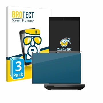 Parte frontale di una confezione del prodotto con il logo del marchio BROTECT. Accanto è raffigurato il dispositivo Lenovo Thi