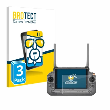 Parte frontale di una confezione del prodotto con il logo del marchio BROTECT. Accanto è raffigurato il dispositivo DJI RC Plu