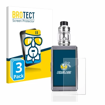 Parte frontale di una confezione del prodotto con il logo del marchio BROTECT. Accanto è raffigurato il dispositivo GeekVape T