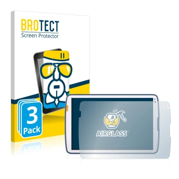 Parte frontale di una confezione del prodotto con il logo del marchio BROTECT. Accanto è raffigurato il dispositivo Zebra ET45