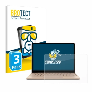 Parte frontale di una confezione del prodotto con il logo del marchio BROTECT. Accanto è raffigurato il dispositivo Microsoft 
