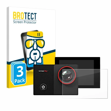 Parte frontale di una confezione del prodotto con il logo del marchio BROTECT. Accanto è raffigurato il dispositivo Akaso EK70