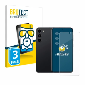 Parte frontale di una confezione del prodotto con il logo del marchio BROTECT. Accanto è raffigurato il dispositivo Samsung Ga