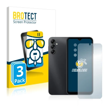 Parte frontale di una confezione del prodotto con il logo del marchio BROTECT. Accanto è raffigurato il dispositivo Samsung Ga