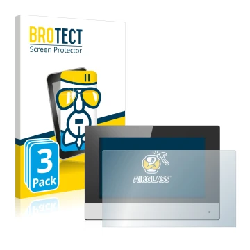 Parte frontale di una confezione del prodotto con il logo del marchio BROTECT. Accanto è raffigurato il dispositivo Hikvision 