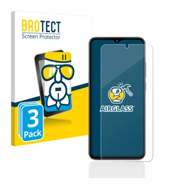 Parte frontale di una confezione del prodotto con il logo del marchio BROTECT. Accanto è raffigurato il dispositivo Xiaomi Red