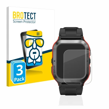 Parte frontale di una confezione del prodotto con il logo del marchio BROTECT. Accanto è raffigurato il dispositivo Kospet Tan