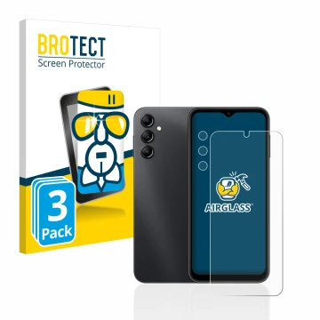 Parte frontale di una confezione del prodotto con il logo del marchio BROTECT. Accanto è raffigurato il dispositivo Samsung Ga