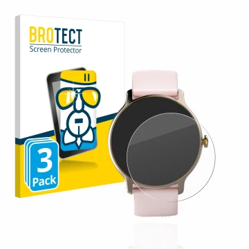 Parte frontale di una confezione del prodotto con il logo del marchio BROTECT. Accanto è raffigurato il dispositivo Hama Fit W