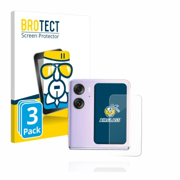 Parte frontale di una confezione del prodotto con il logo del marchio BROTECT. Accanto è raffigurato il dispositivo Oppo Find 