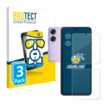 Parte frontale di una confezione del prodotto con il logo del marchio BROTECT. Accanto è raffigurato il dispositivo Oppo Find 