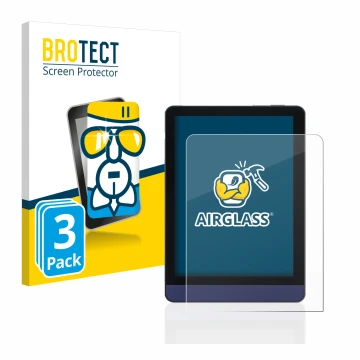 Parte frontale di una confezione del prodotto con il logo del marchio BROTECT. Accanto è raffigurato il dispositivo Meebook M6