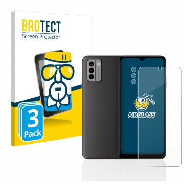 Parte frontale di una confezione del prodotto con il logo del marchio BROTECT. Accanto è raffigurato il dispositivo Nokia G22 
