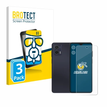 Parte frontale di una confezione del prodotto con il logo del marchio BROTECT. Accanto è raffigurato il dispositivo Motorola M