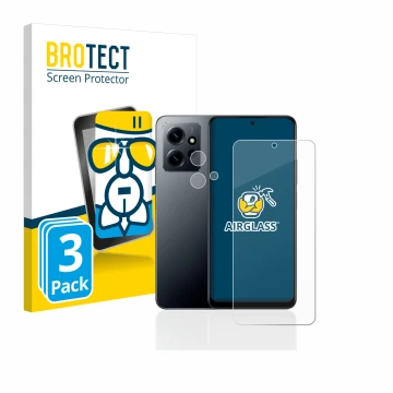 Parte frontale di una confezione del prodotto con il logo del marchio BROTECT. Accanto è raffigurato il dispositivo Xiaomi Red